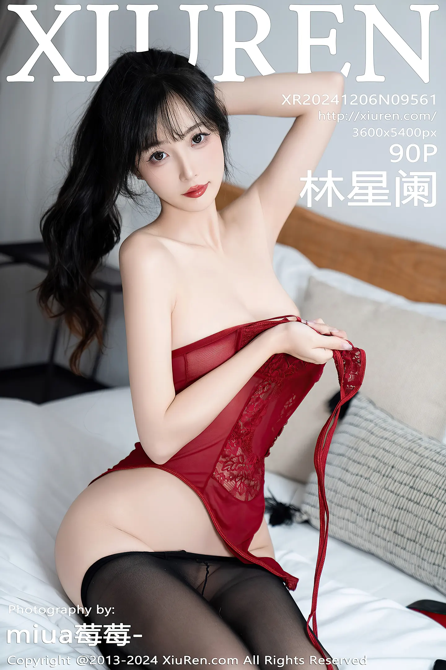 [XiuRen秀人网]No.9561_模特林星阑性感红色蕾丝连体衣配黑丝吊袜秀曼妙身姿诱惑写真90P-秀人网 - XiuRen.Space
